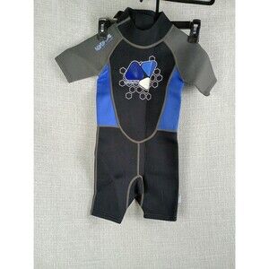 Lavatone Wetsuit Blue Kids 2mm Neoprene Suit Unisex Body Diving Suit 3/4 UV 50+
